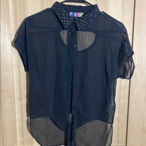 Besties Sheer Black Button-Up Shirt